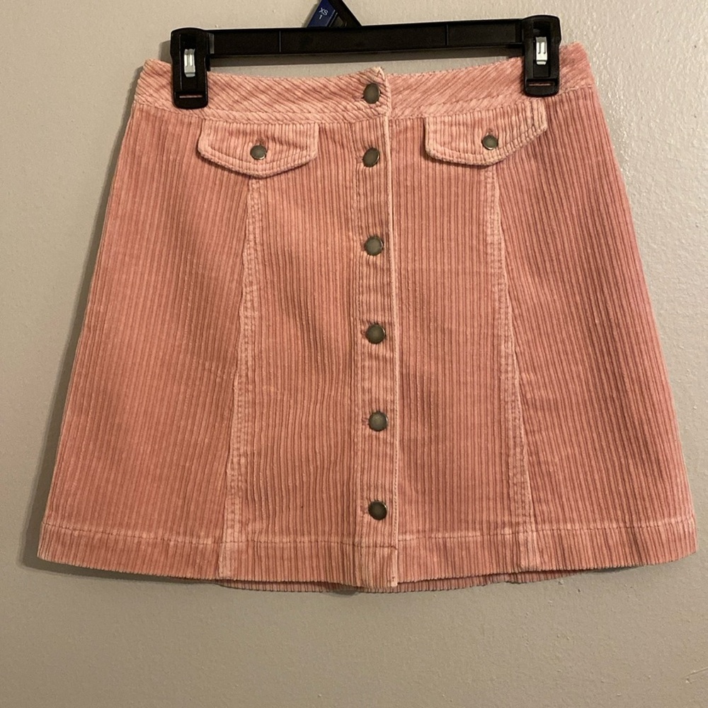 Pink Buttoned Corduroy Skirt (Size 6)